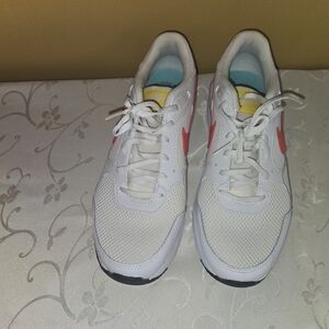 Nike White Mesh Sneakers with Pink Swoosh